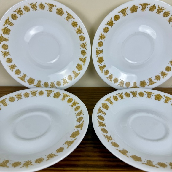 Set of 4 Corelle Livingware "Butterfly Gold" Saucers – Vintage Corning USA - Picture 9 of 14